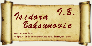 Isidora Bakšunović vizit kartica
